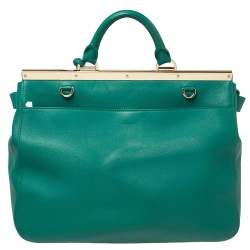 Pre Owned Mulberry Green Leather Suffolk Top Handle Bag