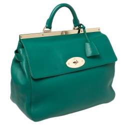 Pre Owned Mulberry Green Leather Suffolk Top Handle Bag