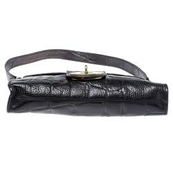 Pre Owned Mulberry Black Croc Embossed Leather Turnlock Flap Shoulder Bag