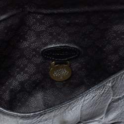 Pre Owned Mulberry Black Croc Embossed Leather Turnlock Flap Shoulder Bag