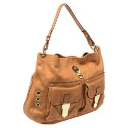 Pre Owned Mulberry Tan Soft Leather Buckle Pocket Hobo