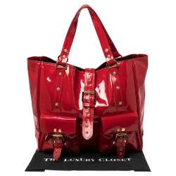 Pre Owned Mulberry Red Patent Leather Roxanne Tote