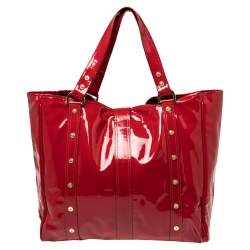 Pre Owned Mulberry Red Patent Leather Roxanne Tote