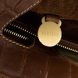 Pre Owned Mulberry Brown Croc Embossed Leather Bayswater Satchel