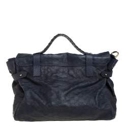 Mulberry Navy Blue Python Embossed Leather Oversized Alexa Satchel