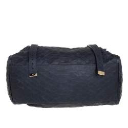 Mulberry Navy Blue Python Embossed Leather Oversized Alexa Satchel