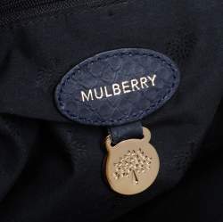 Mulberry Navy Blue Python Embossed Leather Oversized Alexa Satchel