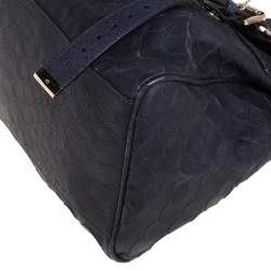 Mulberry Navy Blue Python Embossed Leather Oversized Alexa Satchel