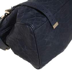 Mulberry Navy Blue Python Embossed Leather Oversized Alexa Satchel