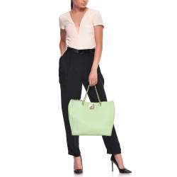 Mulberry Mint Green Leather Flower Cecily Tote
