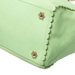 Mulberry Mint Green Leather Flower Cecily Tote