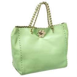 Mulberry Mint Green Leather Flower Cecily Tote