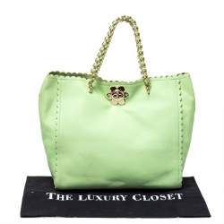 Mulberry Mint Green Leather Flower Cecily Tote