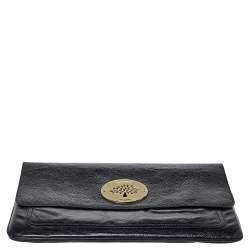 Pre Owned Mulberry Black Leather Oversized Clutch