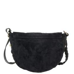 Mulberry Navy Blue Croc Effect Suede Daria Shoulder Bag