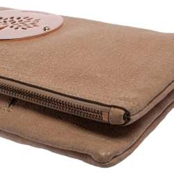 Pre Owned Mulberry Rose Gold Shimmer Nubuck Leather Daria Fold Over Clutch