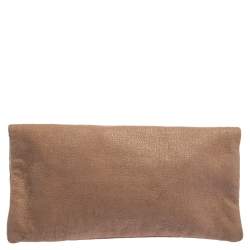 Pre Owned Mulberry Rose Gold Shimmer Nubuck Leather Daria Fold Over Clutch