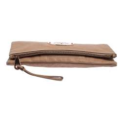 Pre Owned Mulberry Rose Gold Shimmer Nubuck Leather Daria Fold Over Clutch