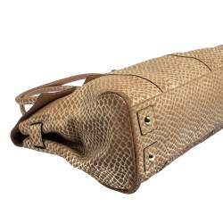 Pre Owned Mulberry Brown/Gold Snakeskin Effect Suede Bayswater Satchel