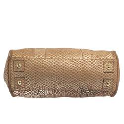 Pre Owned Mulberry Brown/Gold Snakeskin Effect Suede Bayswater Satchel