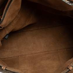 Pre Owned Mulberry Brown/Gold Snakeskin Effect Suede Bayswater Satchel