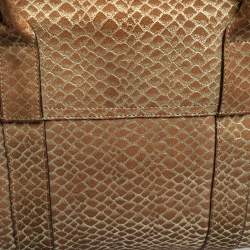 Pre Owned Mulberry Brown/Gold Snakeskin Effect Suede Bayswater Satchel