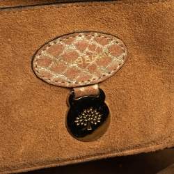 Pre Owned Mulberry Brown/Gold Snakeskin Effect Suede Bayswater Satchel