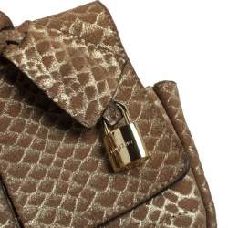 Pre Owned Mulberry Brown/Gold Snakeskin Effect Suede Bayswater Satchel