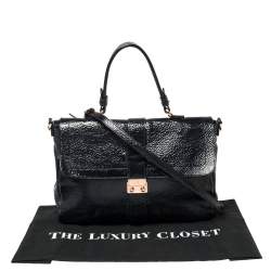 Pre Owned Mulberry Blue Patent Leather Harriet Top Handle Bag