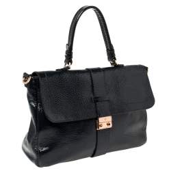 Pre Owned Mulberry Blue Patent Leather Harriet Top Handle Bag