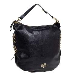 Pre Owned Mulberry Black Textured Leather Mila Hobo
