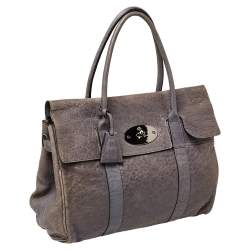 Pre Owned Mulberry Grey Leather Bayswater Satchel