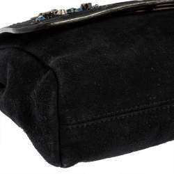 Pre Owned Mulberry Midnight Blue Suede Small Lily Embellished Shoulder Bag