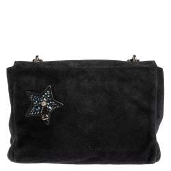 Pre Owned Mulberry Midnight Blue Suede Small Lily Embellished Shoulder Bag