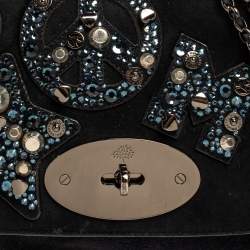 Pre Owned Mulberry Midnight Blue Suede Small Lily Embellished Shoulder Bag