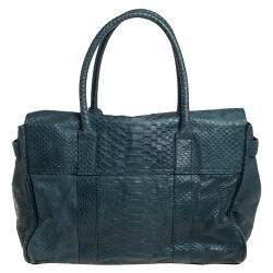 Mulberry Dark Green Python Effect Leather Bayswater Satchel