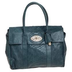 Mulberry Dark Green Python Effect Leather Bayswater Satchel