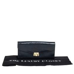 Pre Owned Mulberry Anthracite Patent Leather Flap Continental Wallet