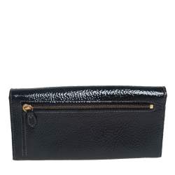 Pre Owned Mulberry Anthracite Patent Leather Flap Continental Wallet