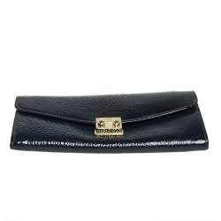 Pre Owned Mulberry Anthracite Patent Leather Flap Continental Wallet