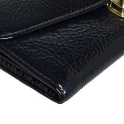 Pre Owned Mulberry Anthracite Patent Leather Flap Continental Wallet