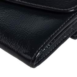 Pre Owned Mulberry Anthracite Patent Leather Flap Continental Wallet