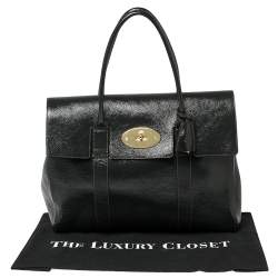 Pre Owned Mulberry Anthracite Patent Leather Bayswater Satchel
