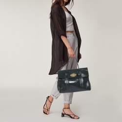 Pre Owned Mulberry Anthracite Patent Leather Bayswater Satchel