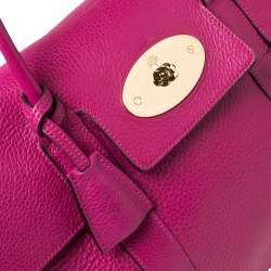 Pre Owned Mulberry Anthracite Pink Leather Bayswater Satchel