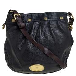 Mulberry Black/Brown Pebbled Leather Medium Mitzy Messenger Bag