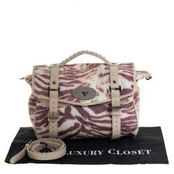 Pre Owned Mulberry Multicolor Tiger Print Woven Raffia And Leather Alexa Satchel