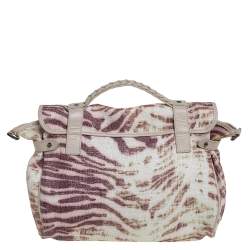 Pre Owned Mulberry Multicolor Tiger Print Woven Raffia And Leather Alexa Satchel