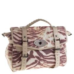 Pre Owned Mulberry Multicolor Tiger Print Woven Raffia And Leather Alexa Satchel