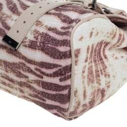 Pre Owned Mulberry Multicolor Tiger Print Woven Raffia And Leather Alexa Satchel